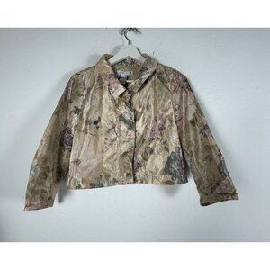 Debra C Beverly Hills Womens Floral Metallic Cropped Jacket Sz 42 Made in Italy